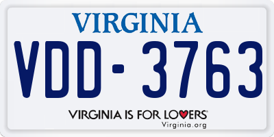 VA license plate VDD3763