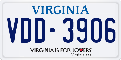 VA license plate VDD3906