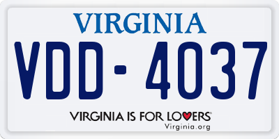 VA license plate VDD4037