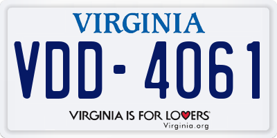 VA license plate VDD4061