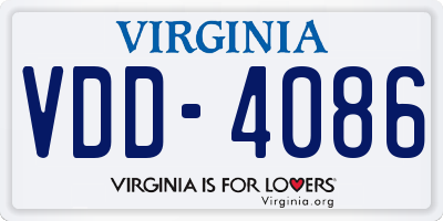 VA license plate VDD4086