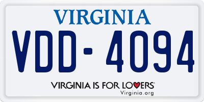 VA license plate VDD4094