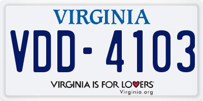 VA license plate VDD4103