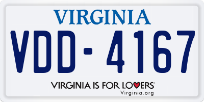 VA license plate VDD4167