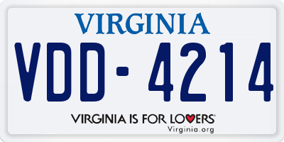 VA license plate VDD4214