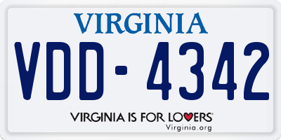 VA license plate VDD4342