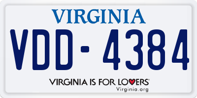 VA license plate VDD4384