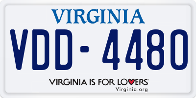 VA license plate VDD4480