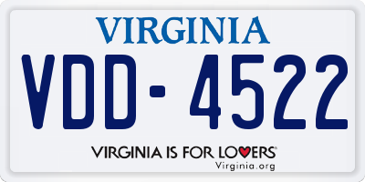 VA license plate VDD4522