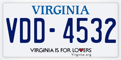 VA license plate VDD4532