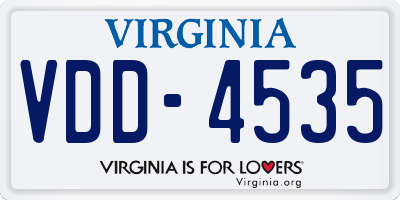 VA license plate VDD4535