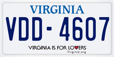 VA license plate VDD4607