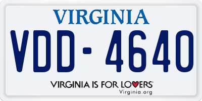 VA license plate VDD4640