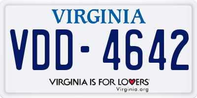VA license plate VDD4642