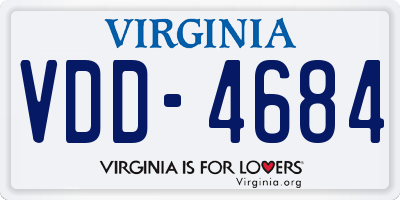 VA license plate VDD4684