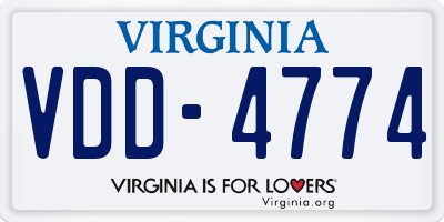 VA license plate VDD4774
