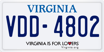 VA license plate VDD4802