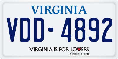 VA license plate VDD4892