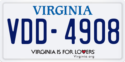VA license plate VDD4908
