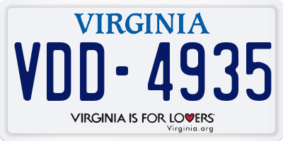 VA license plate VDD4935