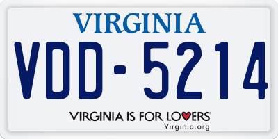 VA license plate VDD5214