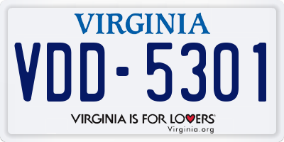 VA license plate VDD5301