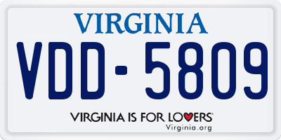 VA license plate VDD5809