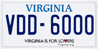 VA license plate VDD6000