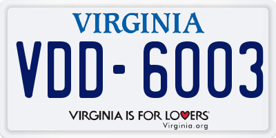VA license plate VDD6003