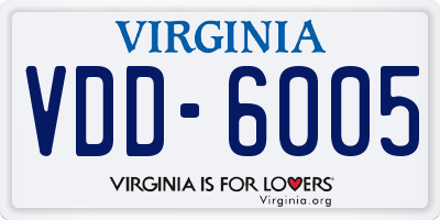 VA license plate VDD6005