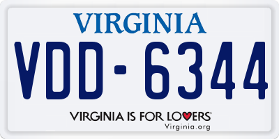 VA license plate VDD6344