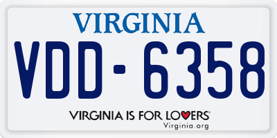 VA license plate VDD6358