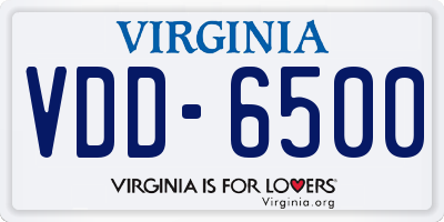 VA license plate VDD6500