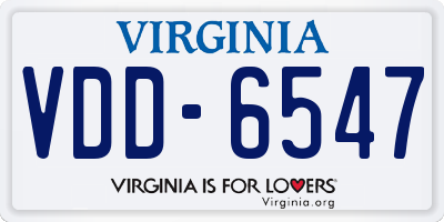VA license plate VDD6547