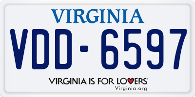 VA license plate VDD6597