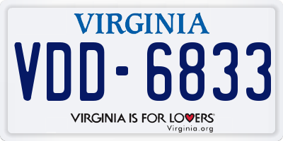 VA license plate VDD6833
