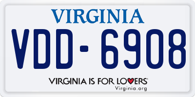 VA license plate VDD6908