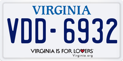 VA license plate VDD6932