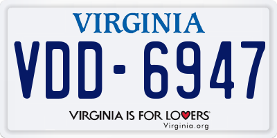 VA license plate VDD6947