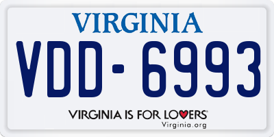 VA license plate VDD6993