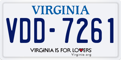 VA license plate VDD7261