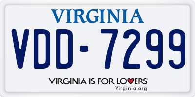 VA license plate VDD7299