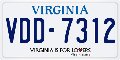 VA license plate VDD7312