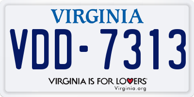 VA license plate VDD7313