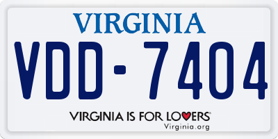 VA license plate VDD7404