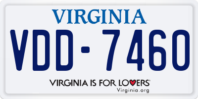 VA license plate VDD7460