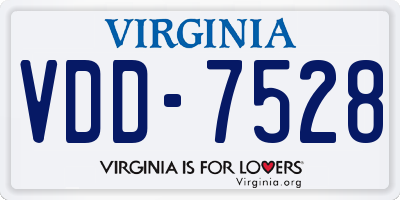 VA license plate VDD7528
