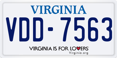 VA license plate VDD7563