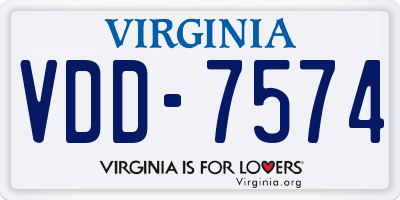 VA license plate VDD7574
