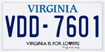 VA license plate VDD7601